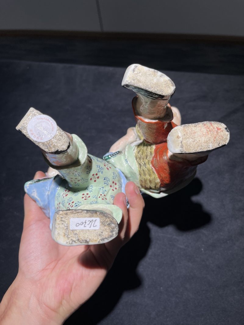 清乾隆 粉彩和合二仙瓷塑 - 图12