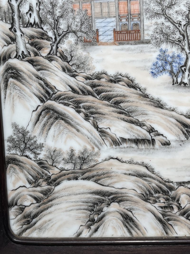 民国 粉彩山水纹瓷板 - 图6