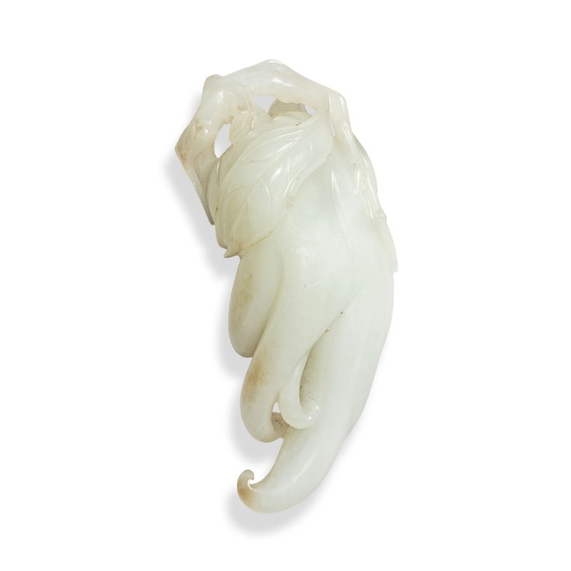 十九世紀 白玉雕佛手 | A WHITE JADE 'FINGER CITRON' CARVING - 图2