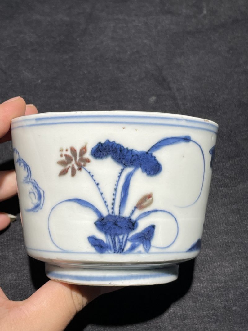 明天启 青花釉里红花鸟纹香炉 - 图2