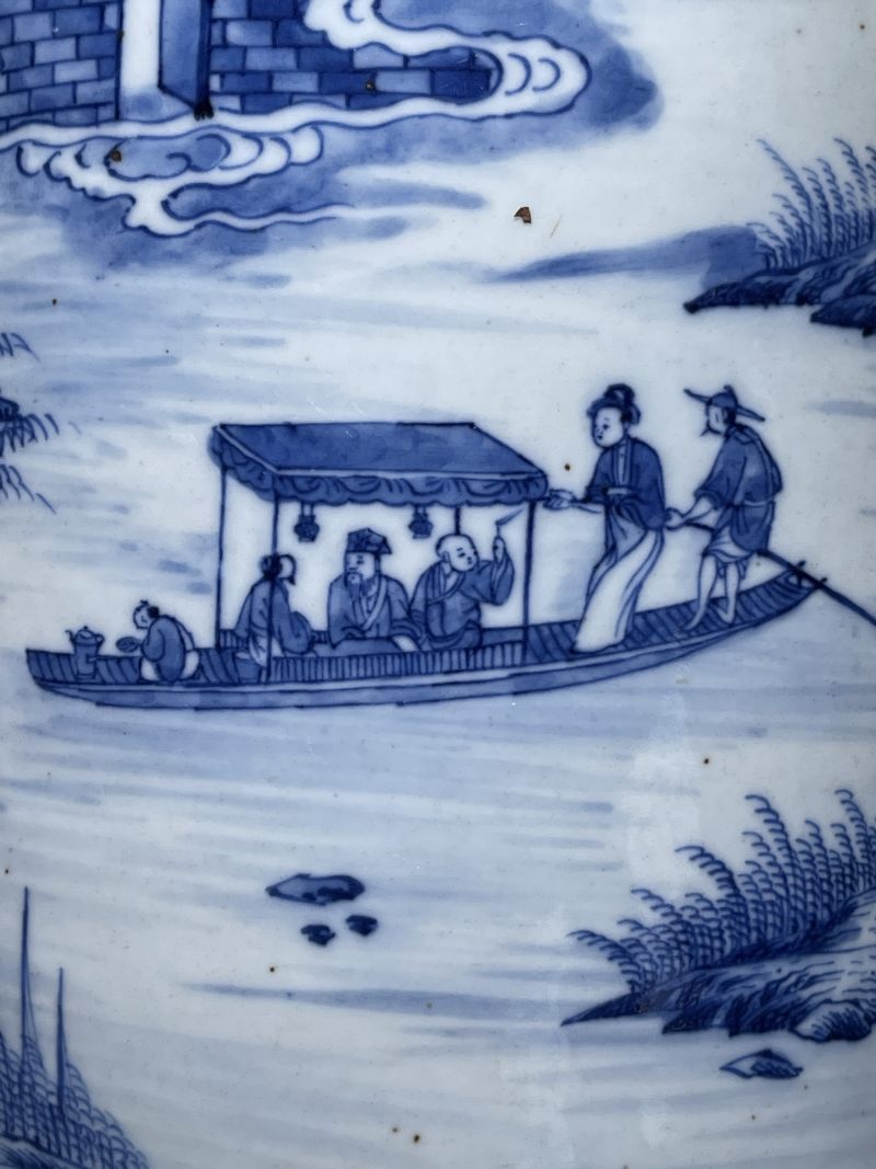 清雍正 青花夜游赤壁纹大画筒 - 图6