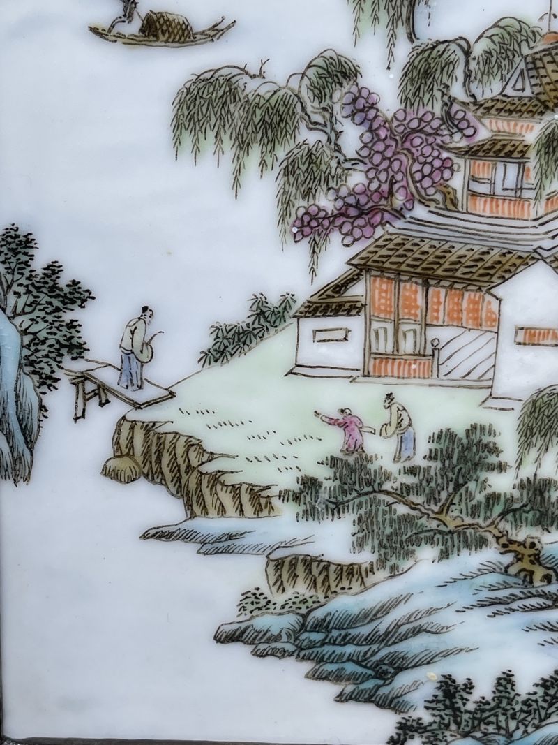 清晚期 粉彩人物纹插屏 - 图5