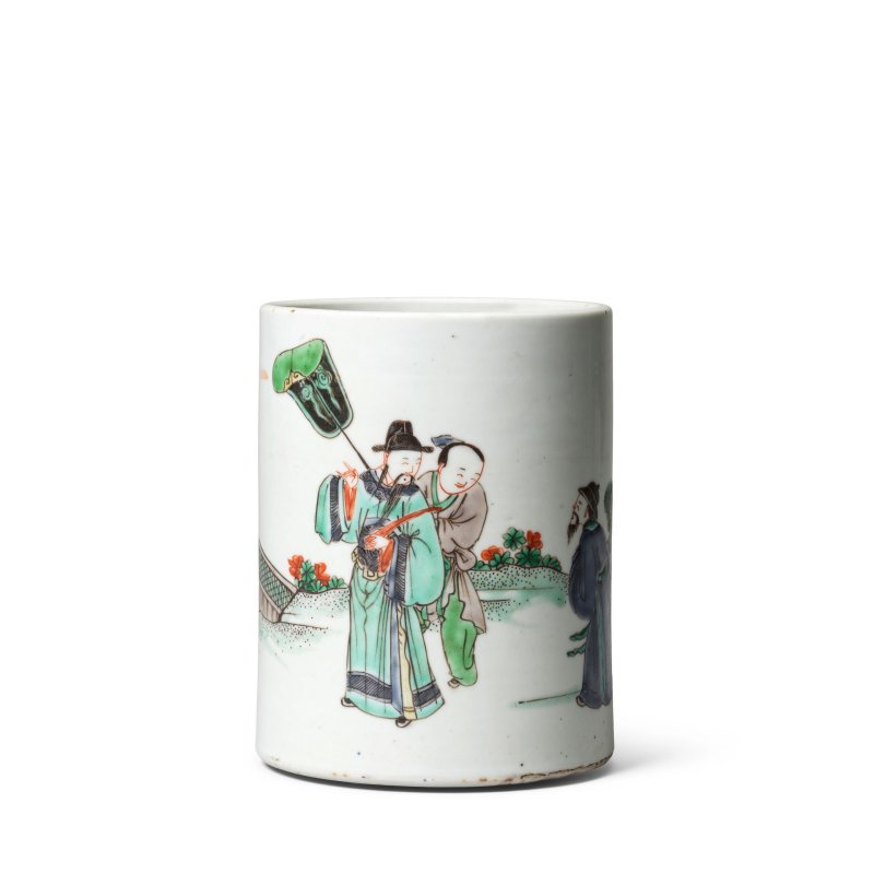清康熙 五彩指日高升圖筆筒 | A FAMILLE VERTE 'POINTING TO THE SUN' BRUSHPOT, BITONG - 图6