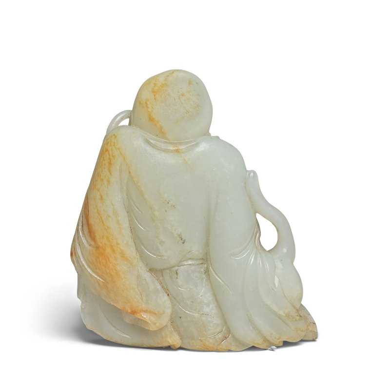 清 玉雕伏虎羅漢 | A CELADON AND RUSSET JADE 'PINDOLA' CARVING - 图2
