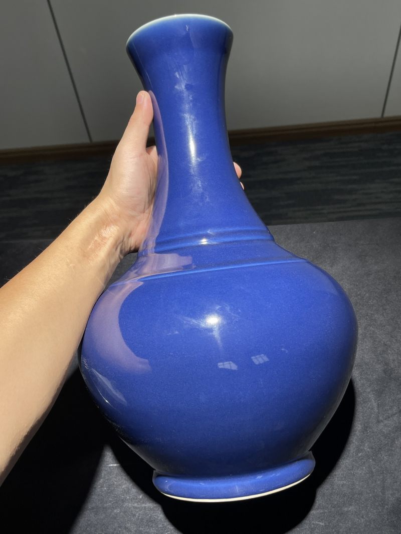 50年代 祭蓝釉赏瓶一对 - 图3