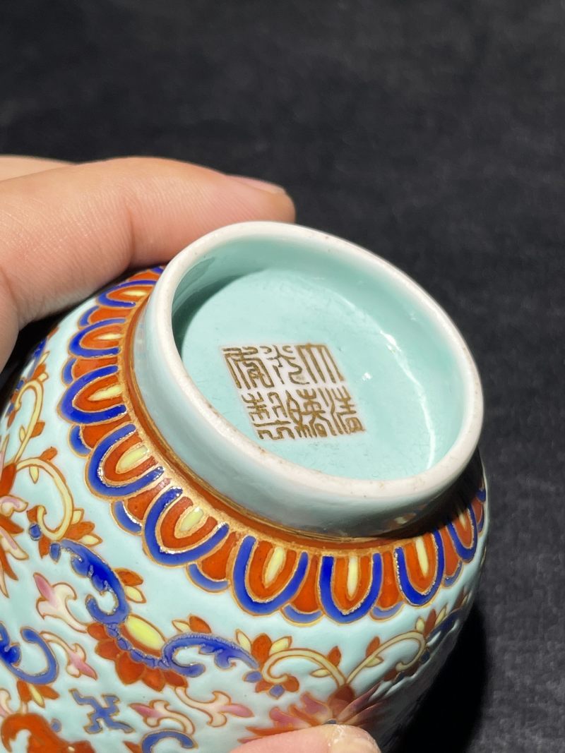 清光绪 仿景泰蓝福寿万代纹杯 - 图10
