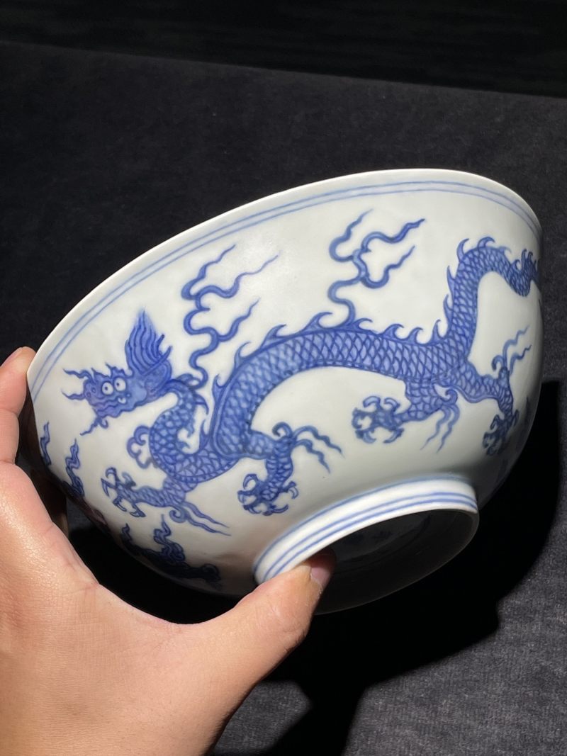明弘治 青花云龙纹大碗 - 图4
