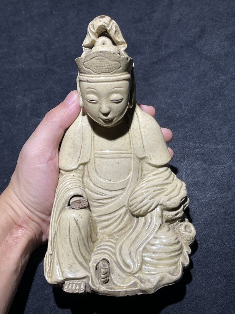 明代 漳州窑观音瓷塑 - 图4