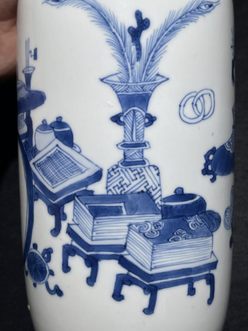 清康熙 青花博古图棒槌瓶 - 图6