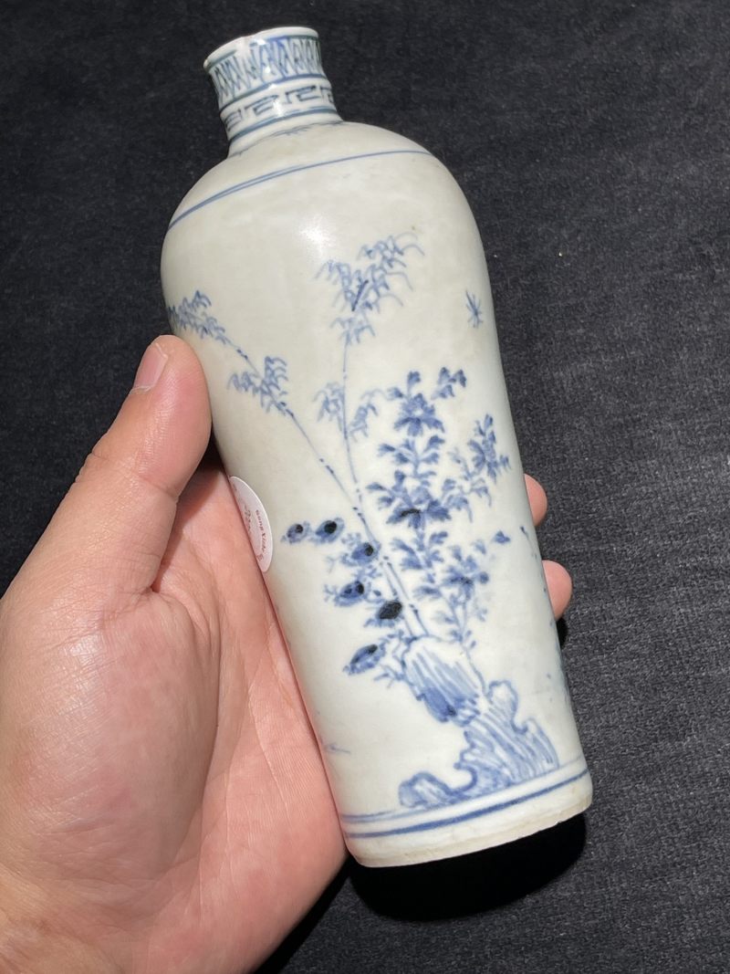 明天启 青花竹菊双清图梅瓶 - 图4