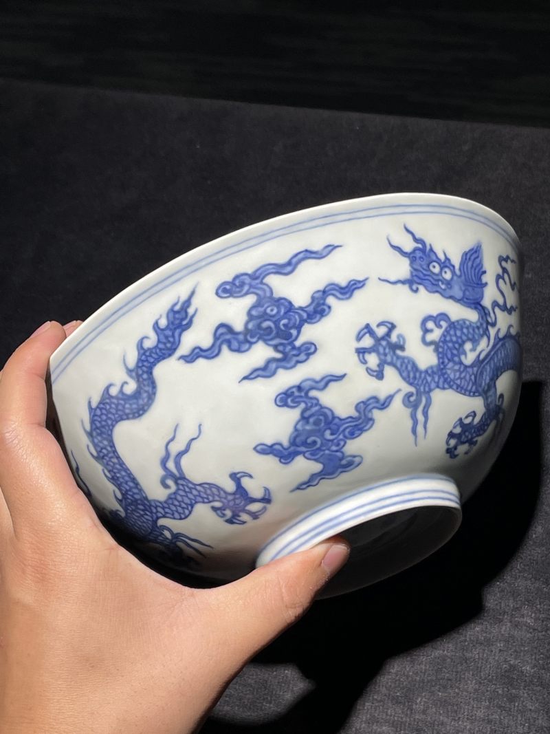 明弘治 青花云龙纹大碗 - 图5