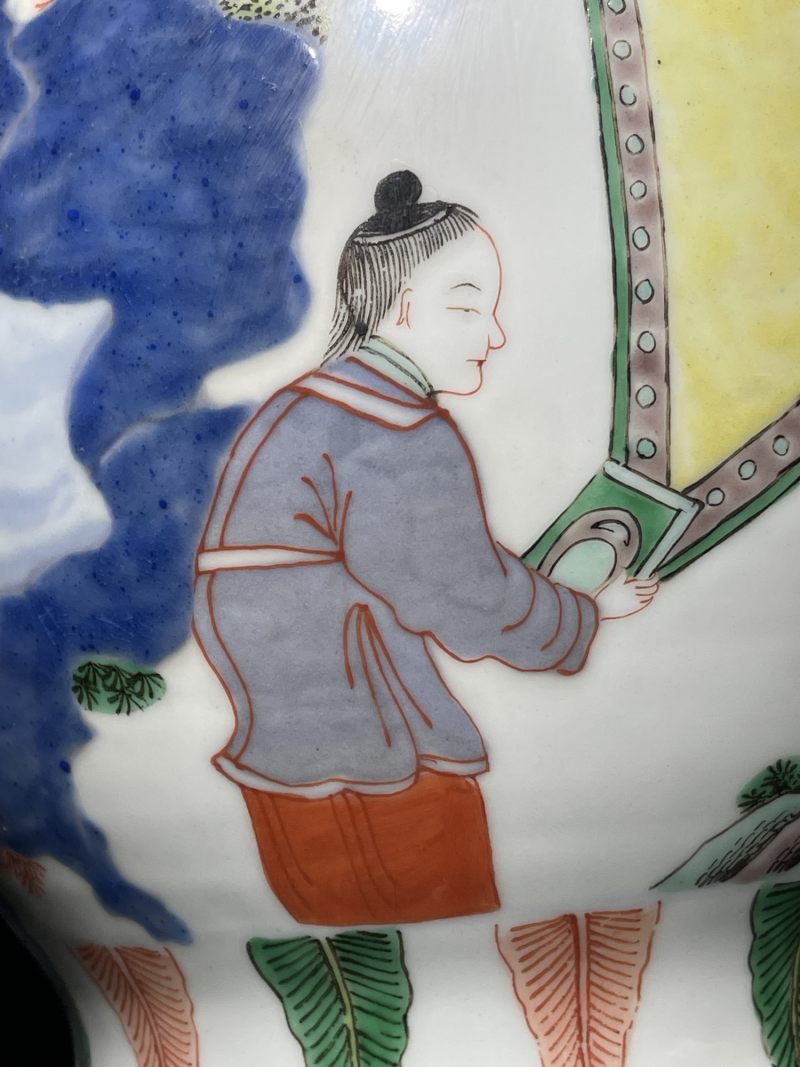 清晚期 青花五彩人物纹将军罐一对 - 图18