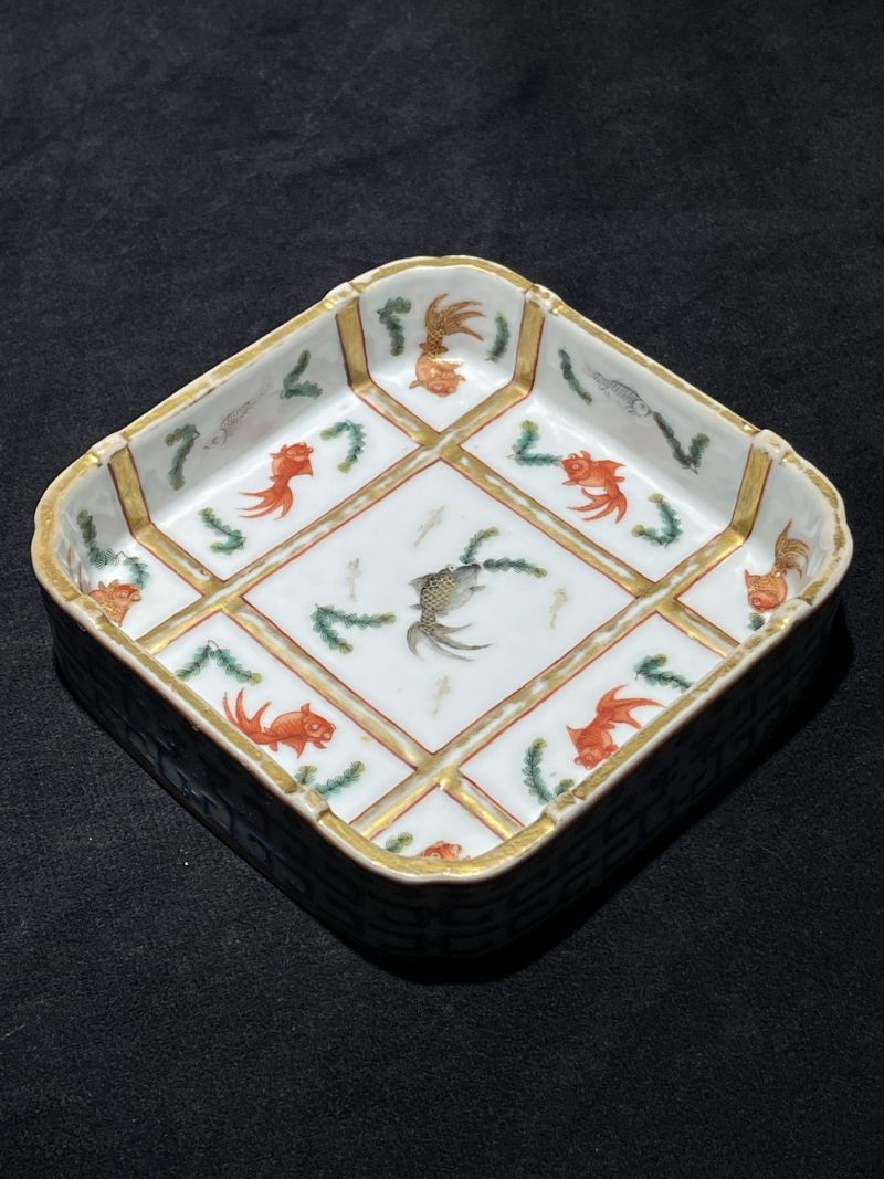 清道光 粉彩金玉满堂纹井字洗 - 图2
