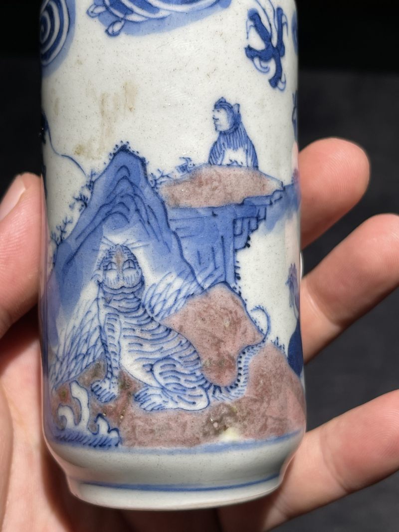 清中期 青花釉里红十二生肖纹大母壶 - 图7