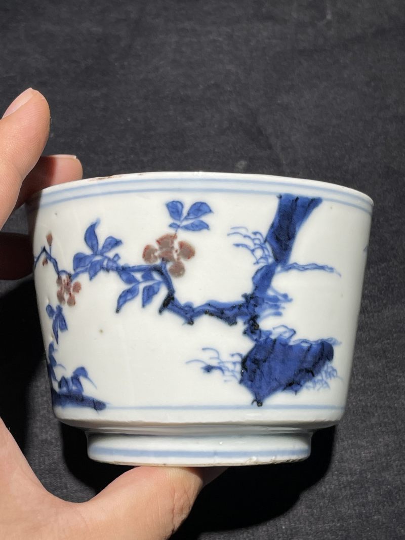 明天启 青花釉里红花鸟纹香炉 - 图4