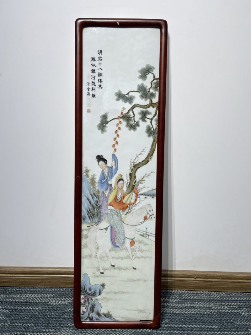 民国 粉彩人物纹瓷板一对 - 图10