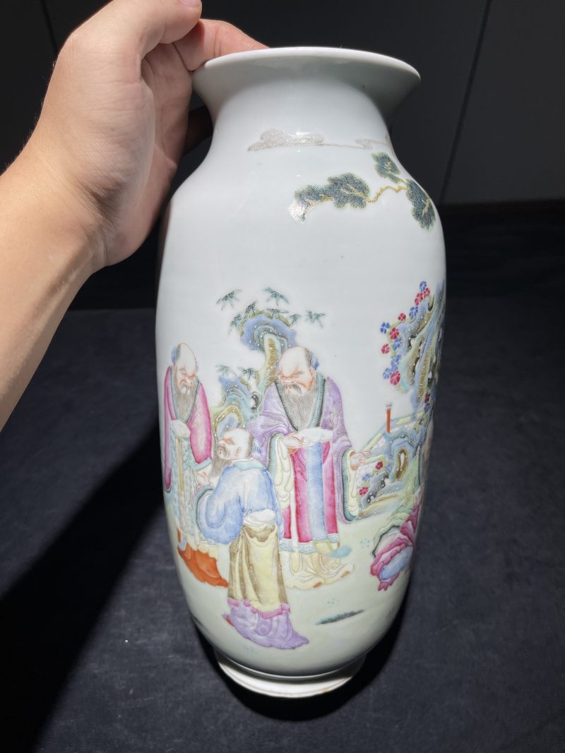 民国 粉彩香山九老纹灯笼尊 - 图2