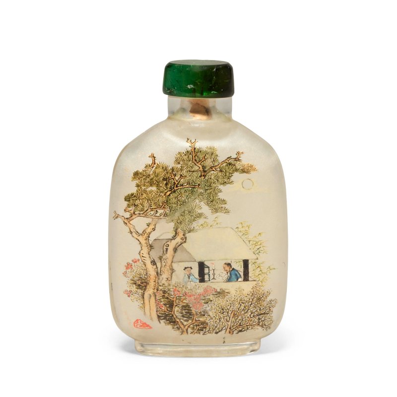 一八九六年 馬少宣 玻璃内畫鼻烟壺 | AN INSIDE-PAINTED ROCK CRYSTAL SNUFF BOTTLE - 图1