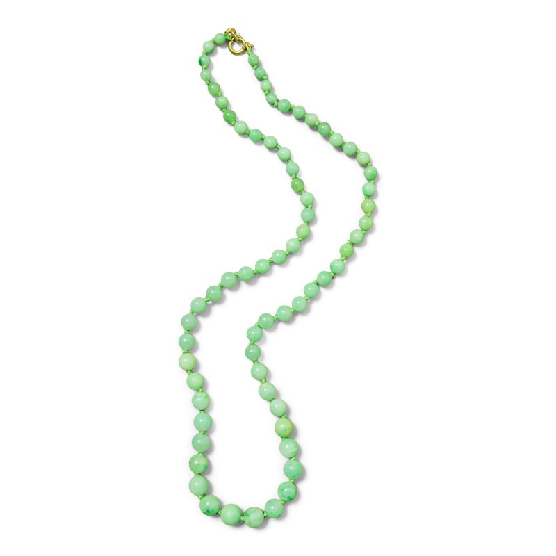 翡翠項鏈 | AN APPLE GREEN JADEITE BEAD NECKLACE