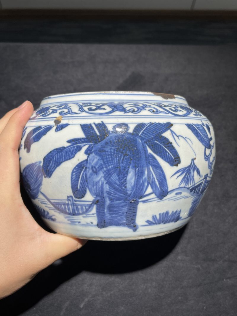 明晚期 青花麒麟纹粥罐 - 图3