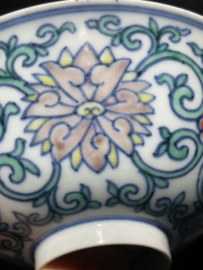 清代 斗彩花卉纹碗 - 图7