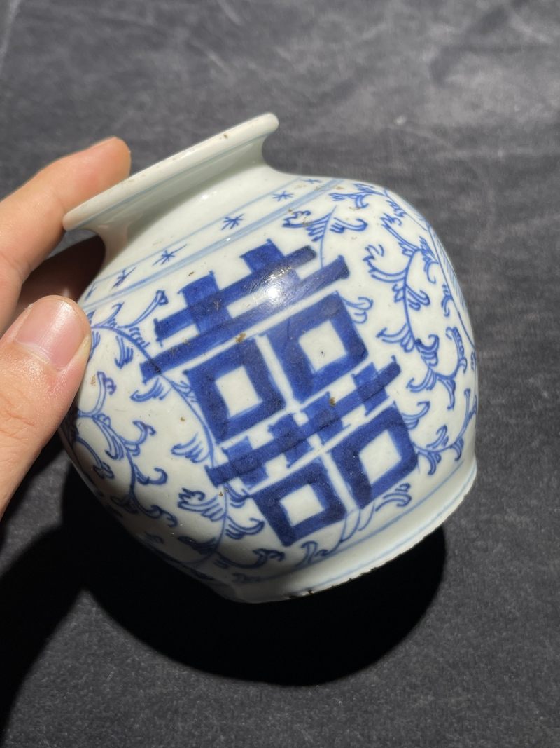 清代 青花喜字罐一组19件 - 图31