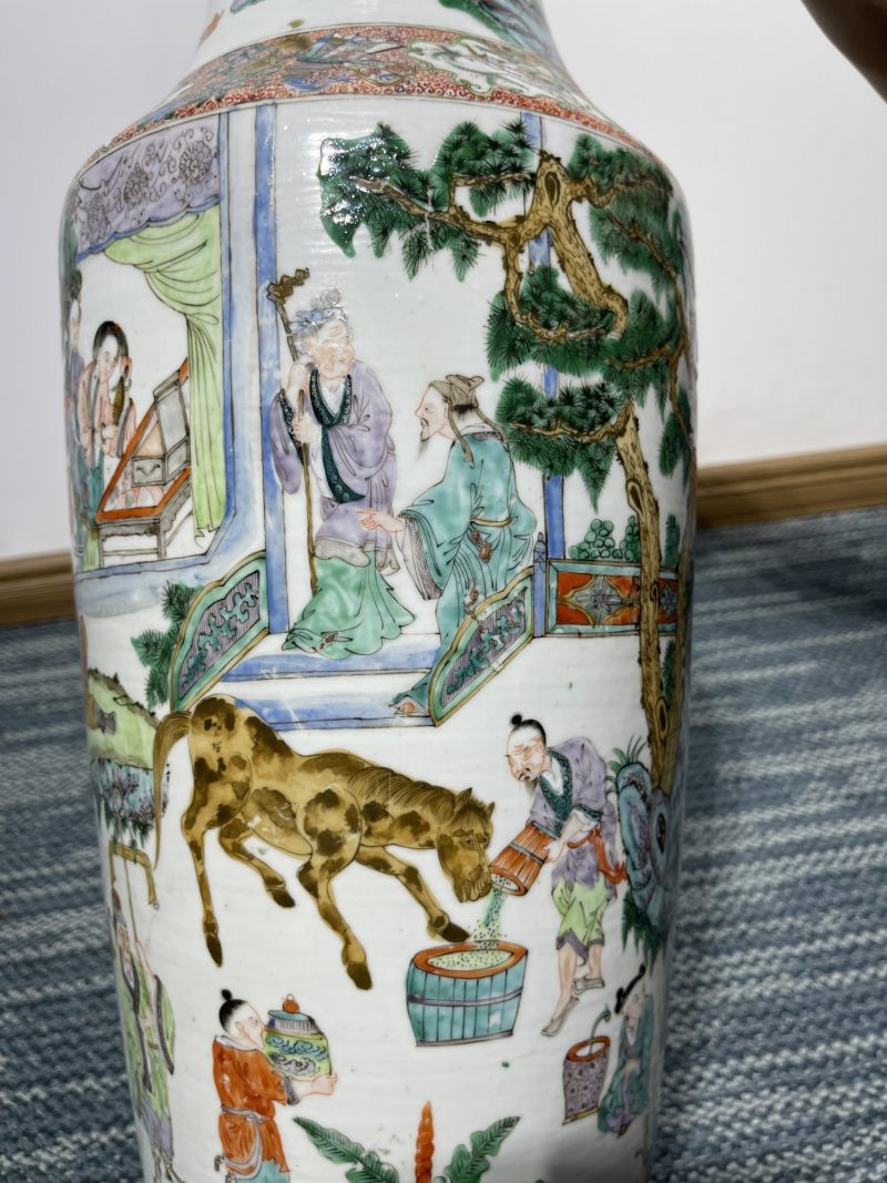 清咸丰 广五彩人物故事纹大瓶一对 - 图19
