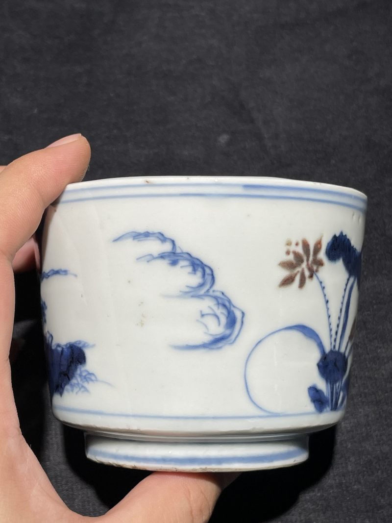 明天启 青花釉里红花鸟纹香炉 - 图5