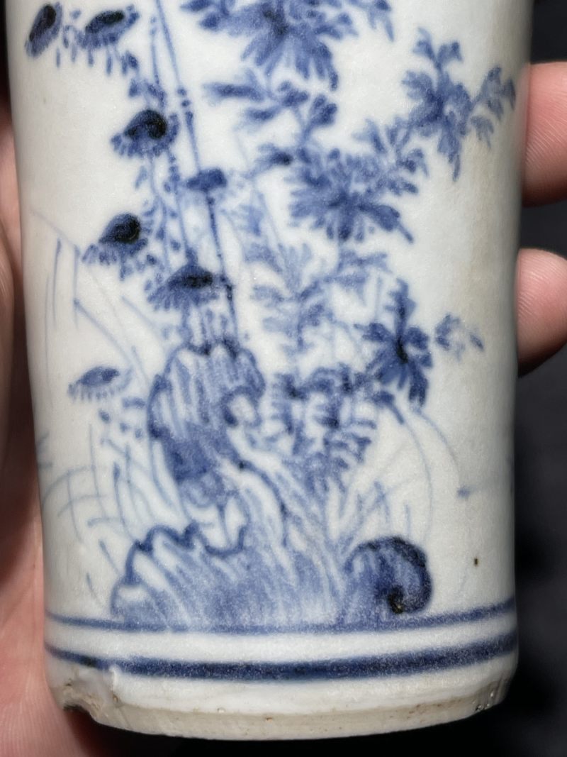 明天启 青花竹菊双清图梅瓶 - 图6