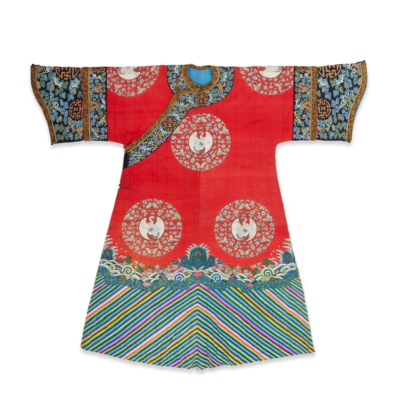 清晚期 紅地緙絲團鶴紋袍 | A RED-GROUND KESI 'CRANE ROUNDELS' ROBE - 图6