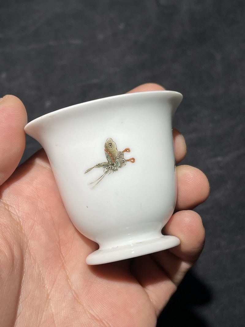 50 年代 刘仲卿风格粉彩花卉纹杯 - 图4