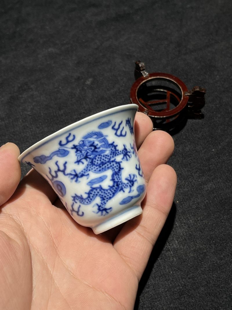 清光绪 青花龙纹杯一对 - 图14