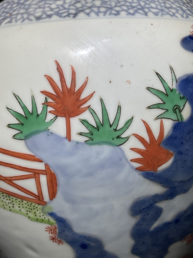 清晚期 青花五彩人物纹将军罐一对 - 图20