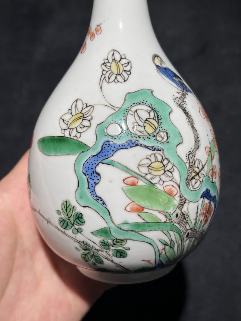 清康熙 五彩花鸟纹胆瓶 - 图5