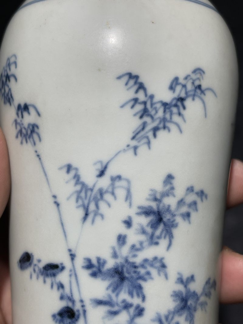 明天启 青花竹菊双清图梅瓶 - 图7