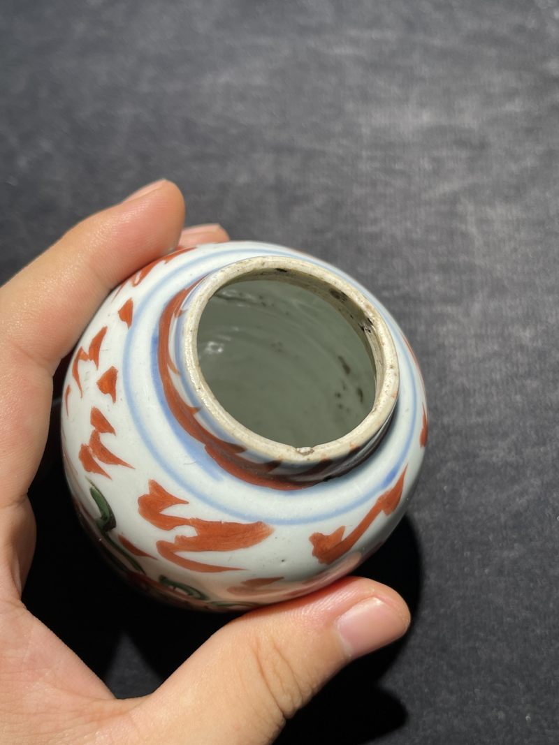 清康熙 五彩盘、罐一组3件 - 图4