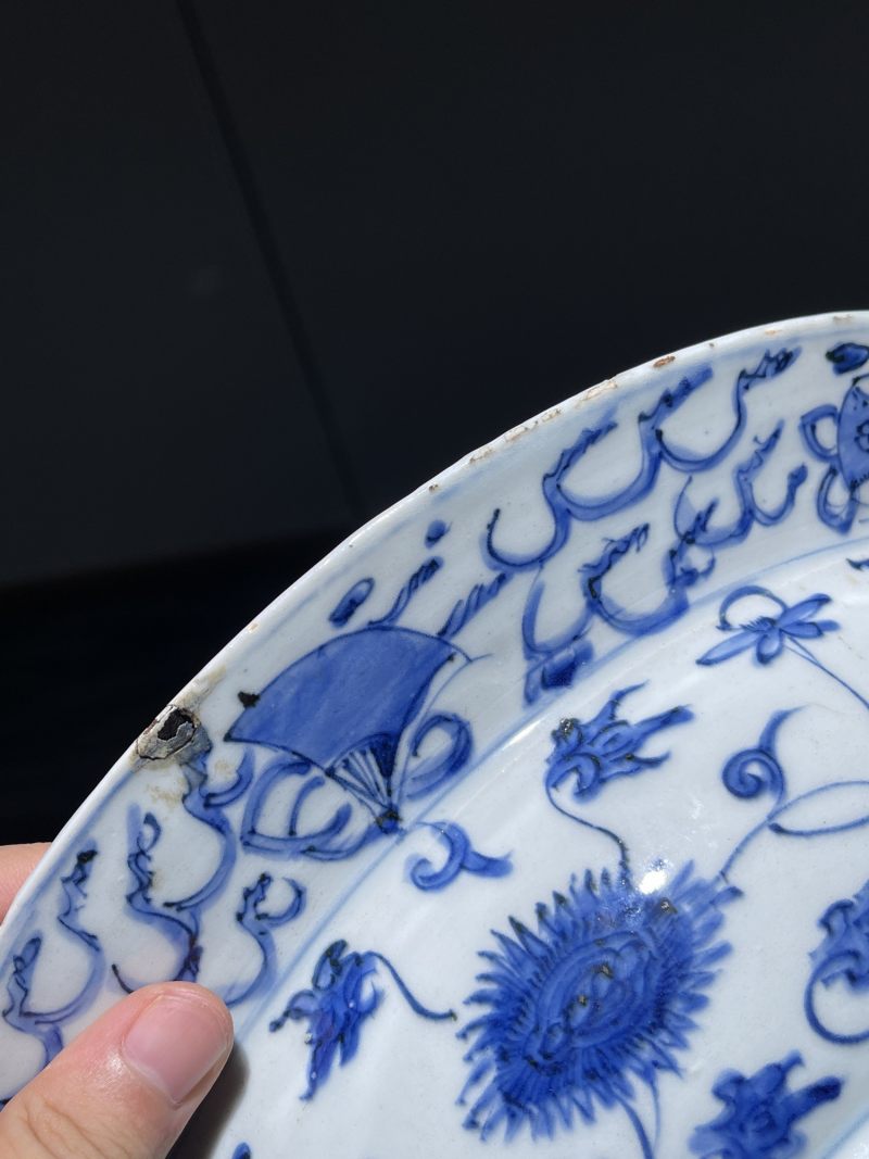 明晚期 青花人物故事纹折沿盆 - 图12