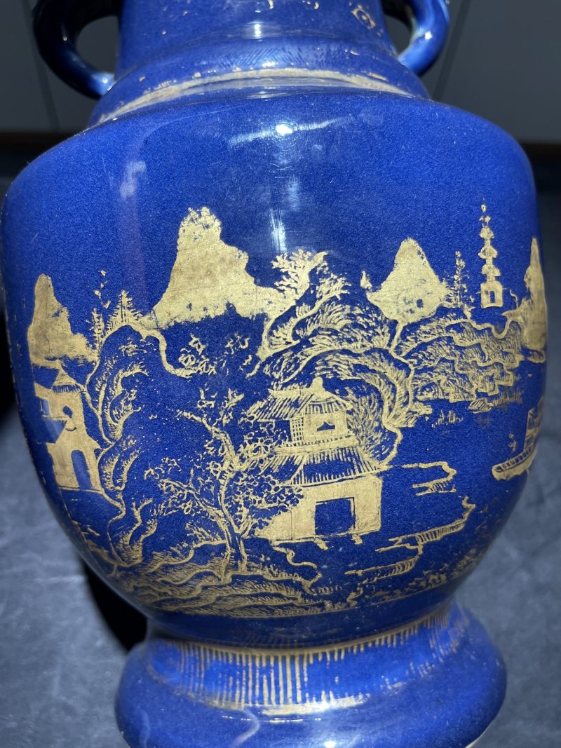 清乾隆 祭蓝描金赤壁赋纹盘口尊 - 图5