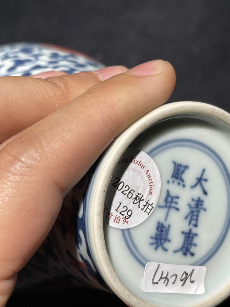 清晚期 青花釉里红缠枝花卉纹梅瓶 - 图12