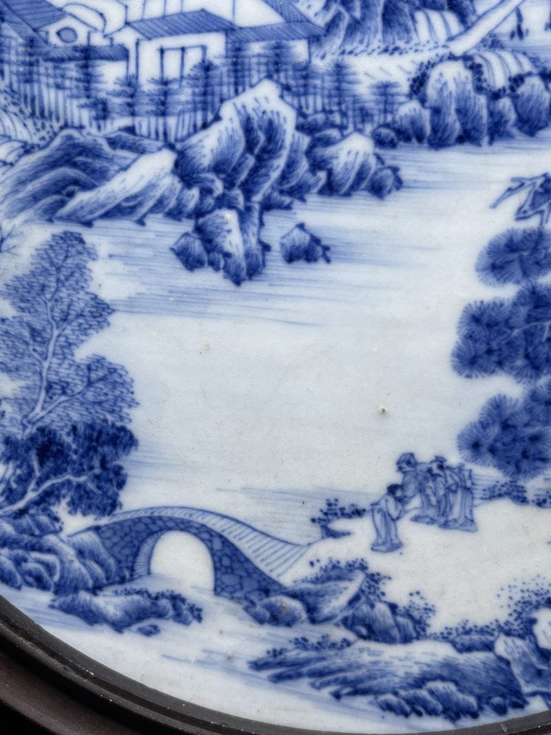 清雍正 青花山水人物纹瓷板 - 图5