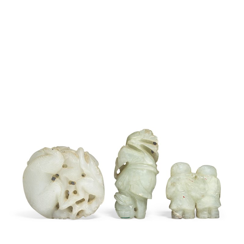 清 玉雕一組三件 | A COLLECTION OF THREE JADE CARVINGS - 图2