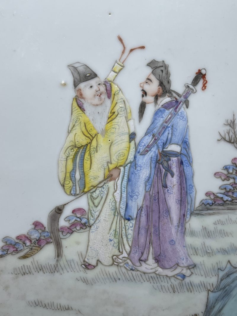 民国 粉彩八仙人物纹瓷板一组四件 - 图3