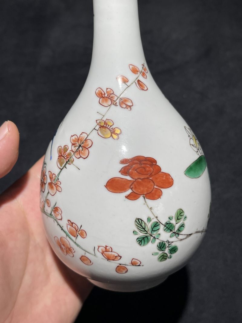 清康熙 五彩花鸟纹胆瓶 - 图6