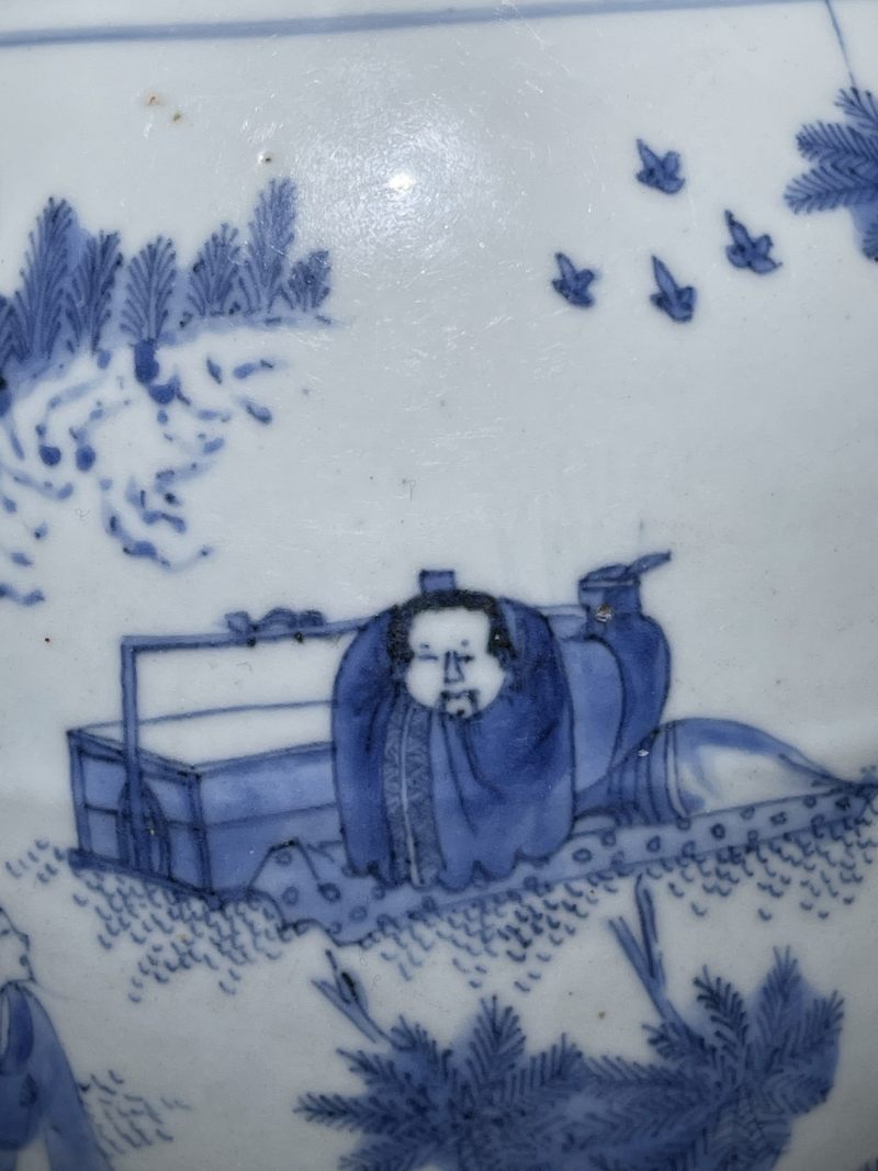 明崇祯 青花人物纹莲子罐 - 图11