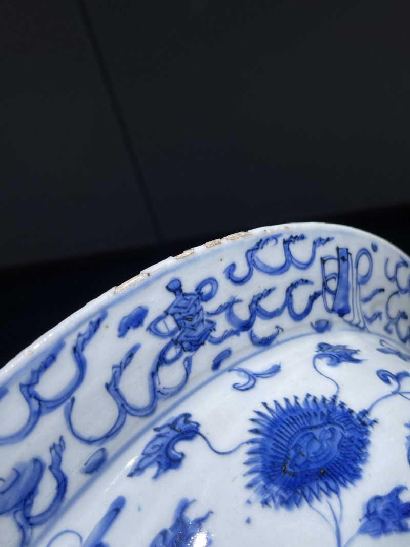 明晚期 青花人物故事纹折沿盆 - 图13