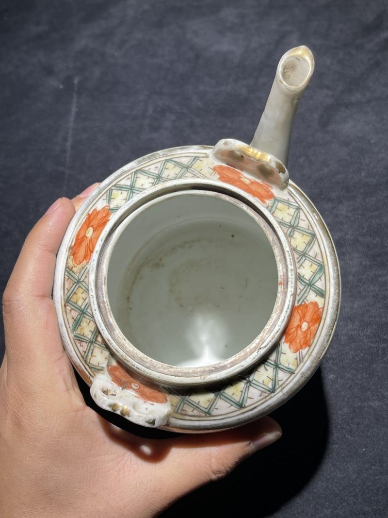 民国 粉彩花鸟纹茶壶一组12件 - 图12