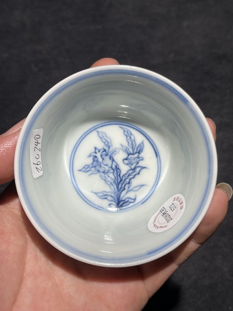 清康熙 青花花鸟纹杯 - 图5