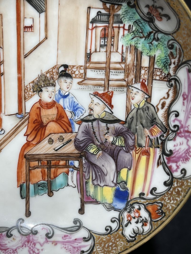 清雍正 广珐琅满大人纹盖杯、碟一套 - 图13