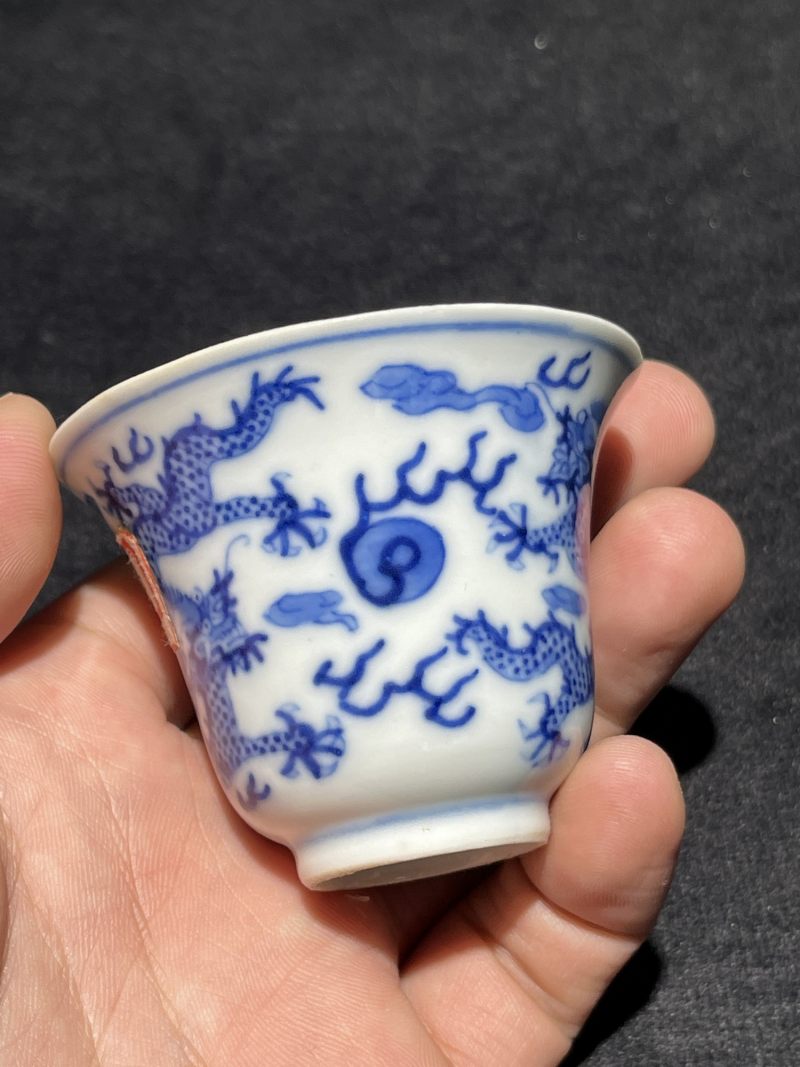 清光绪 青花龙纹杯一对 - 图16