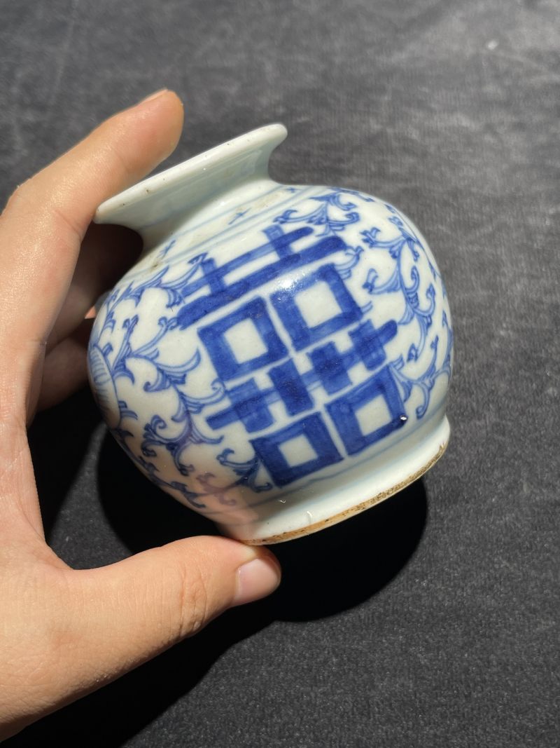清代 青花喜字罐一组19件 - 图34